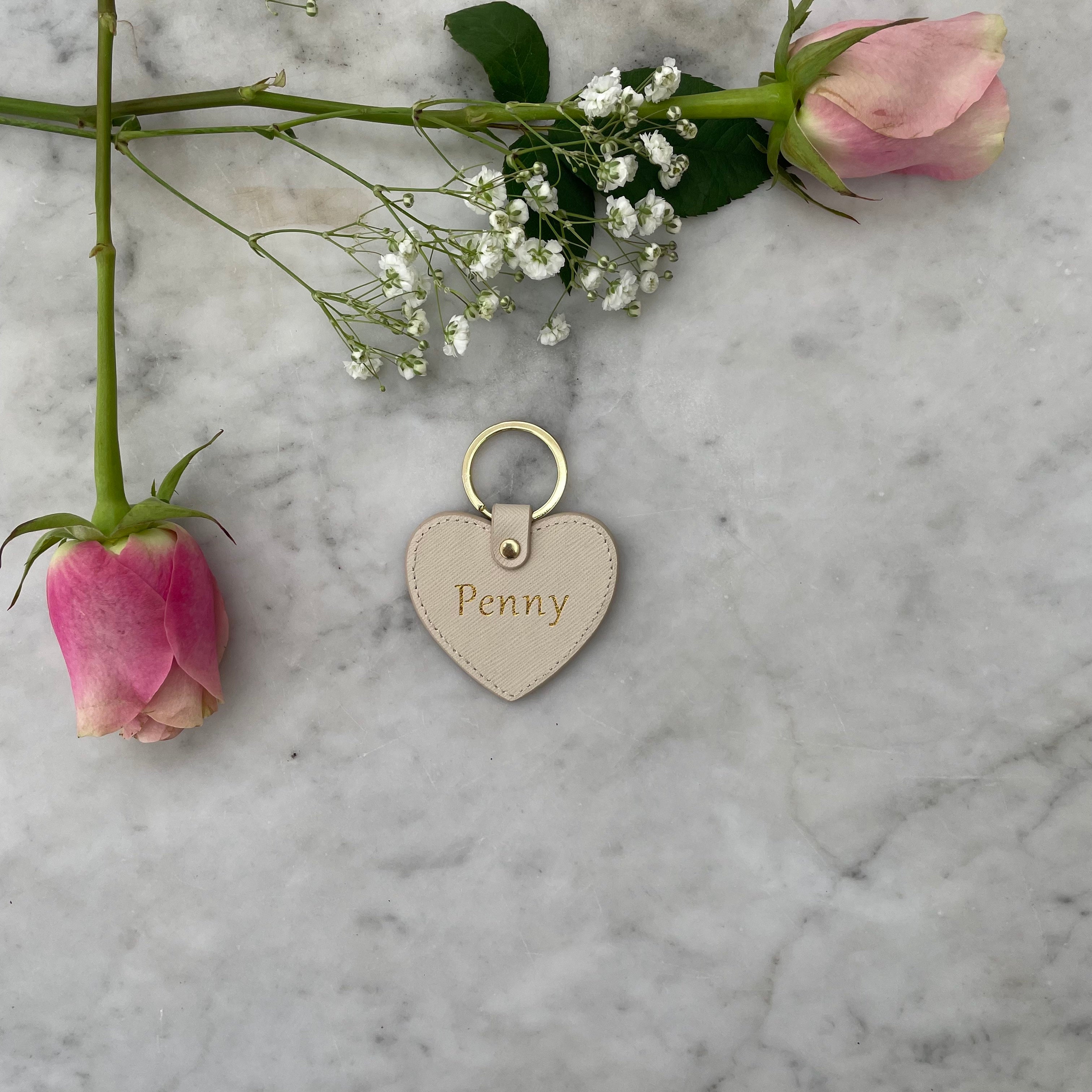 Miss Olivia Heart Keyring Vanilla