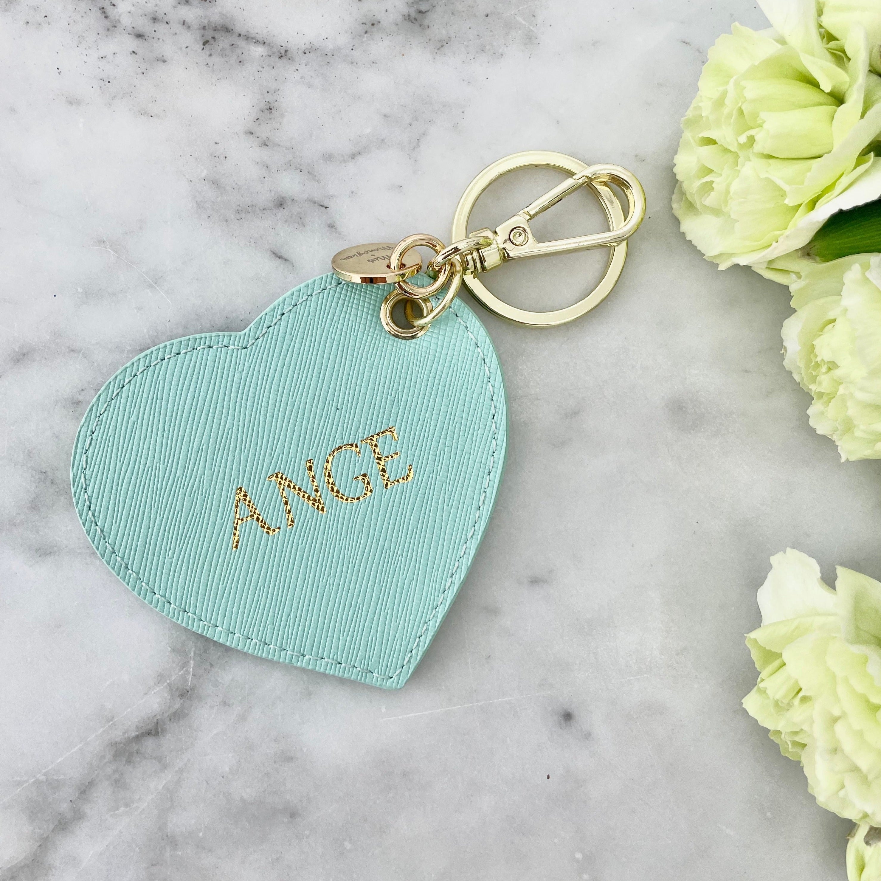 Miss Le-Elle Heart Keyring in Aquamarine