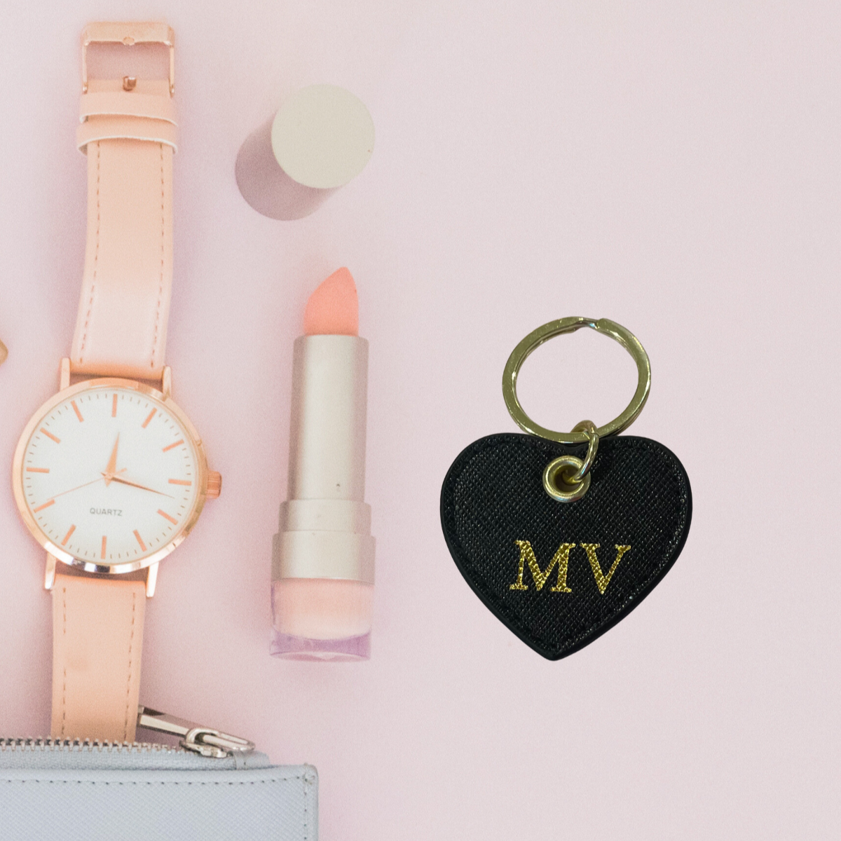 Miss Poppy Heart Keyring Classic Black