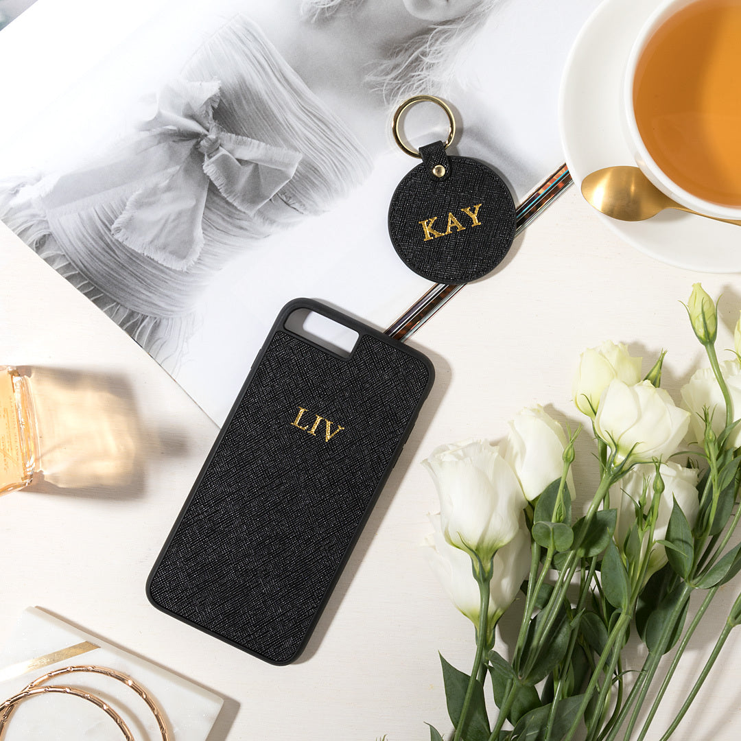 Miss-Emily-Circle-KeyrIng-Black | Miss Monogram